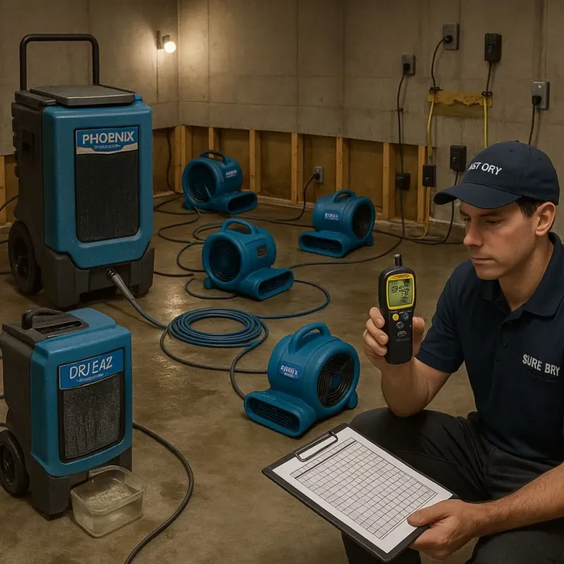 Structural Drying and Dehumidification process in Fort Bliss, TX